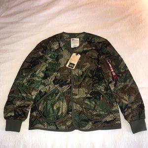 Mens Alpha Industries Woodland Camo Bomber Jacket